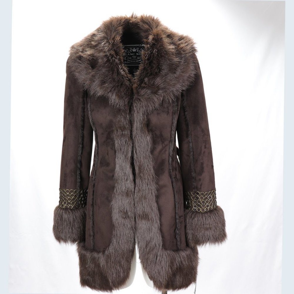 Blanc Noir Brown Chainlink Wrap Coat